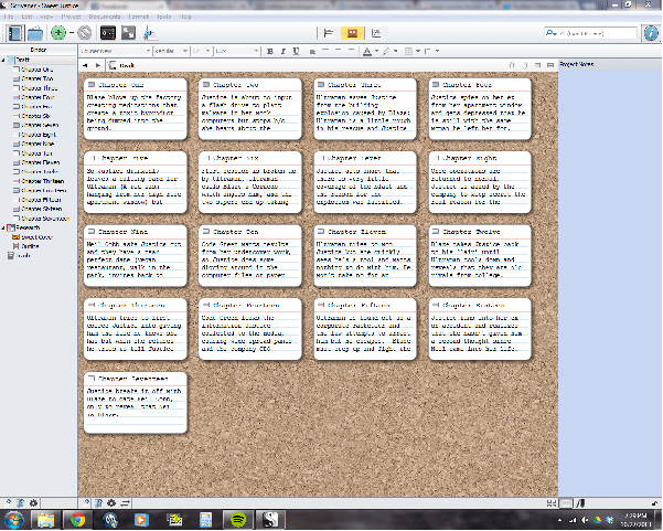 scrivener corkboard screenprint